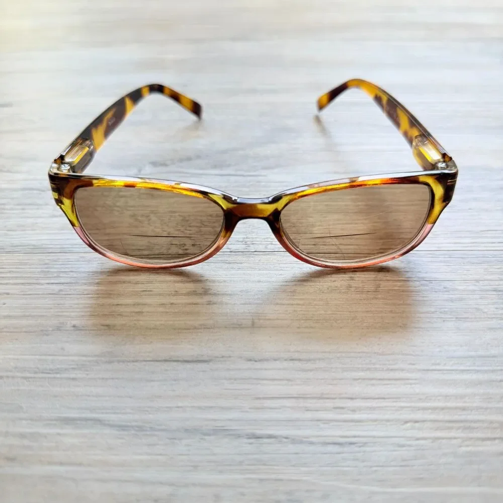 Vintage Y2K Sunglasses Reading Glasses +1.75 Tortoise Amber Pink